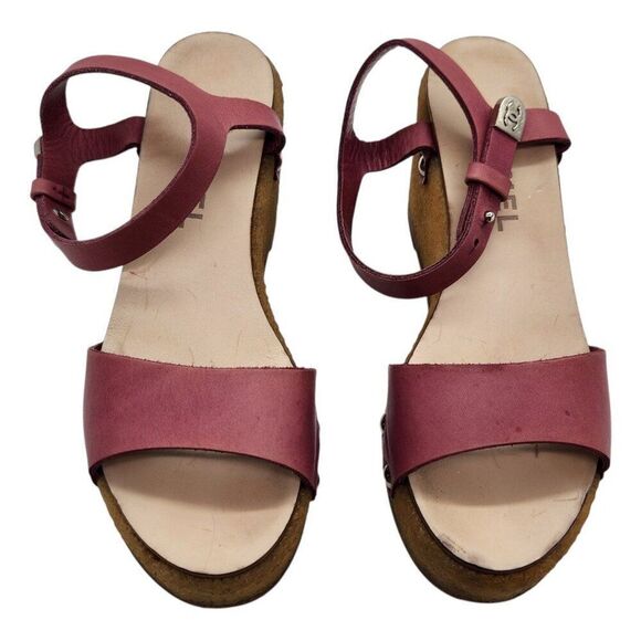 Chanel Chunky Platform Wedge Sandals 35.5 5 Ankle Strap Purple Pink Leather 70s - Picture 4 of 9